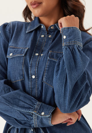 Puff Sleeve Denim Dress