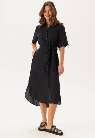 Reg Linen Ss Shirt Dress