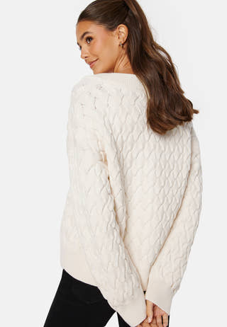Textured Cotton V-Neck Sweater