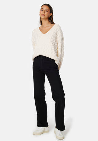 Textured Cotton V-Neck Sweater