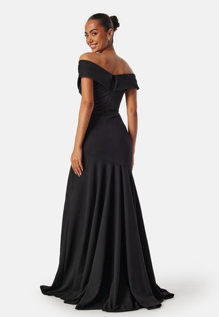 Bardot Pleat Maxi Split Dress