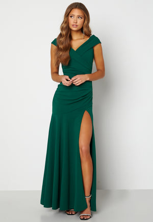 Bardot Pleat Maxi Split Dress