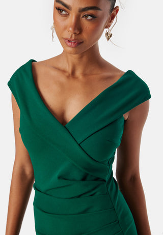 Bardot Pleat Maxi Split Dress