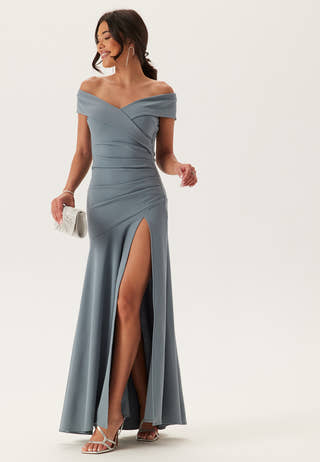 Bardot Pleat Maxi Split Dress