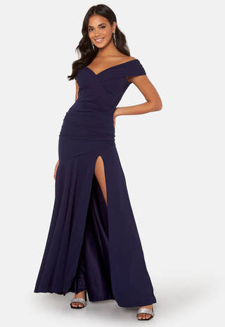 Bardot Pleat Maxi Split Dress