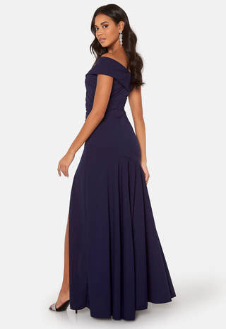 Bardot Pleat Maxi Split Dress