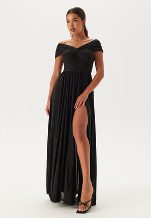 Bardot Rouched Maxi Split Dress