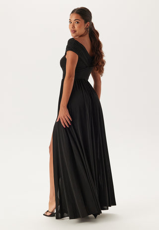 Bardot Rouched Maxi Split Dress