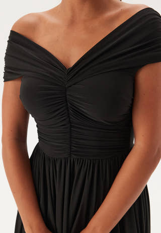 Bardot Rouched Maxi Split Dress