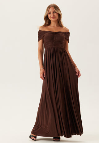 Bardot Rouched Maxi Split Dress