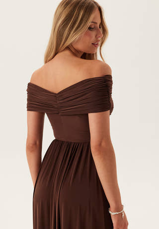 Bardot Rouched Maxi Split Dress