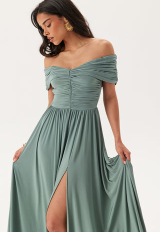 Bardot Rouched Maxi Split Dress