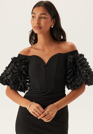 Bardot Ruffle Sleeve Maxi Dress
