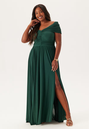 Bardot Rouched Maxi With Split