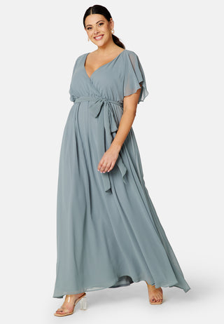 Flutter Sleeve Chiffon Maxi Curve Dress