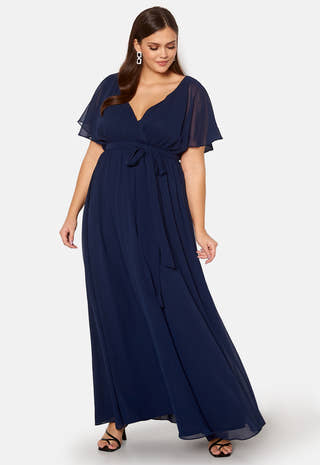 Flutter Sleeve Chiffon Maxi Curve Dress