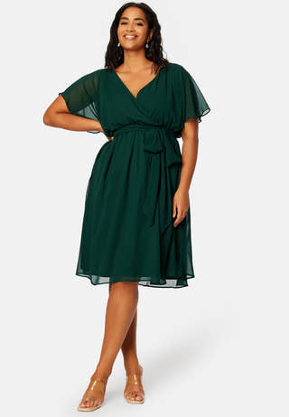 Flutter Sleeve Chiffon Midi Dress