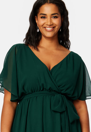 Flutter Sleeve Chiffon Midi Dress