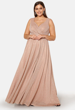 Glitter Wrap Front Maxi Curve Dress With Split