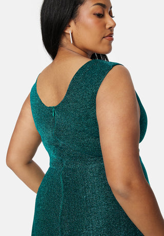 Glitter Wrap Front Maxi Curve Dress With Split