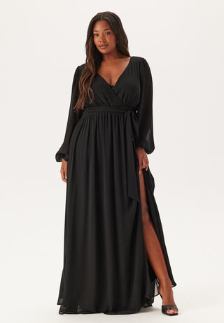 Long Sleeve Chiffon Maxi Curve Dress