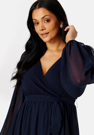 Long Sleeve Chiffon Maxi Curve Dress