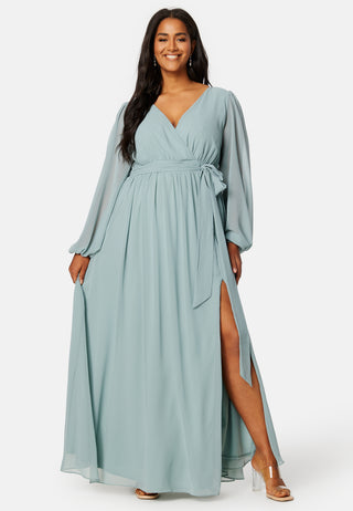 Long Sleeve Chiffon Maxi Curve Dress