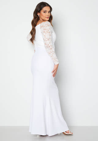 Long Sleeve Lace Trim Maxi Dress