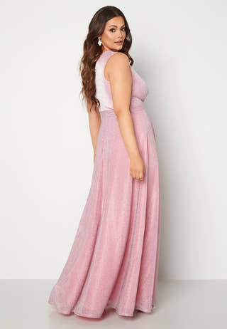 Glitter Wrap Front Maxi Curve Dress With Split