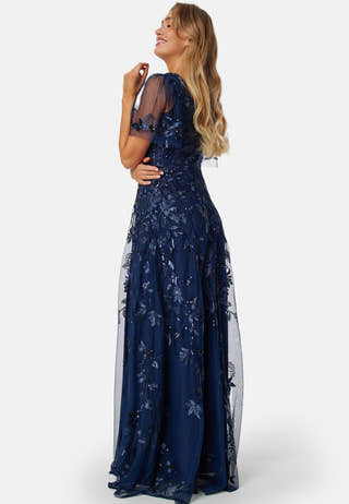 Embroidered Flutter Maxi Dress
