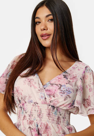 Floral Flutter Tiered High Low Dress