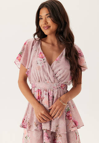 Floral Flutter Tiered Midi Dress