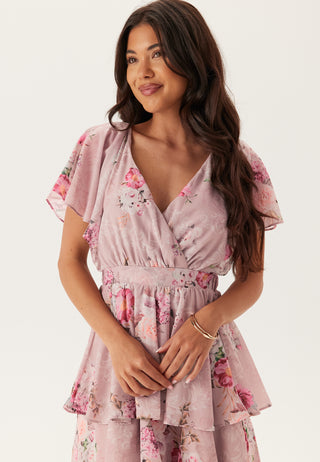 Floral Flutter Tiered Midi Dress