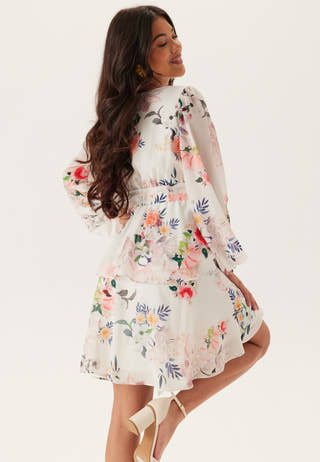 Floral Long Sleeve Tiered Skater Dress