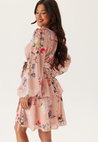 Floral Long Sleeve Tiered Skater Dress
