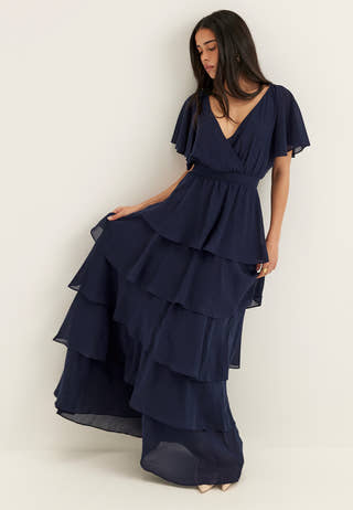 Flutter Chiffon Tiered Maxi Dress