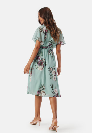 Flutter Floral Midi Kjole