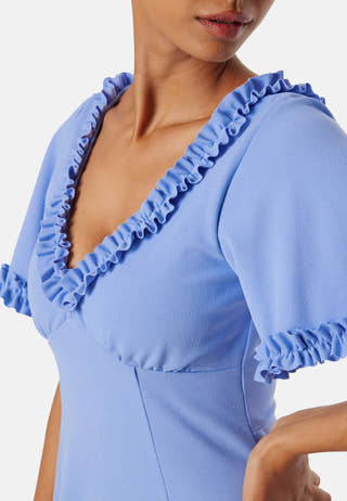 Flutter Sleeve Frilly Midi Dre