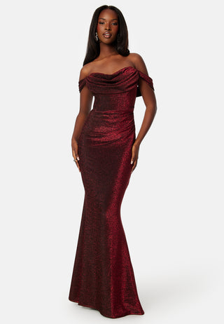 Glitter Off Shoulder Maxi Dress