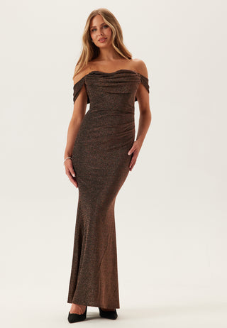 Glitter Off Shoulder Maxi Kjole