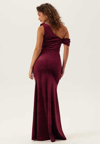 Glitter Velvet One Shoulder Maxi Dress