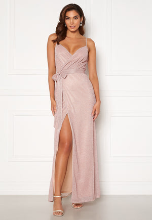 Glitter Wrap Front Maxi Dress