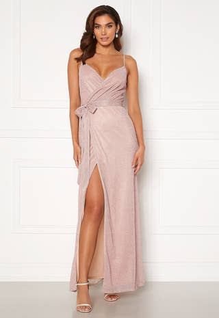 Glitter Wrap Front Maxi Dress