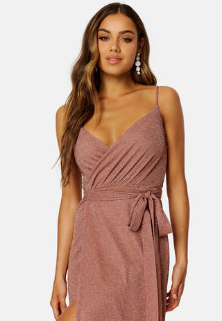 Glitter Wrap Front Maxi Dress