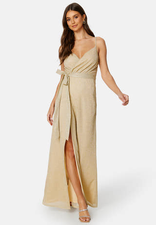 Glitter Wrap Front Maxi Dress