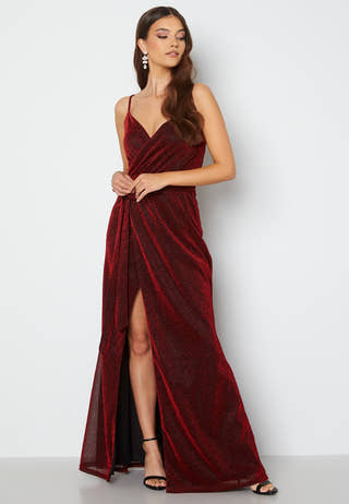Glitter Wrap Front Maxi Dress