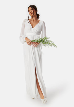 Maxikjole med lange ermer i chiffon