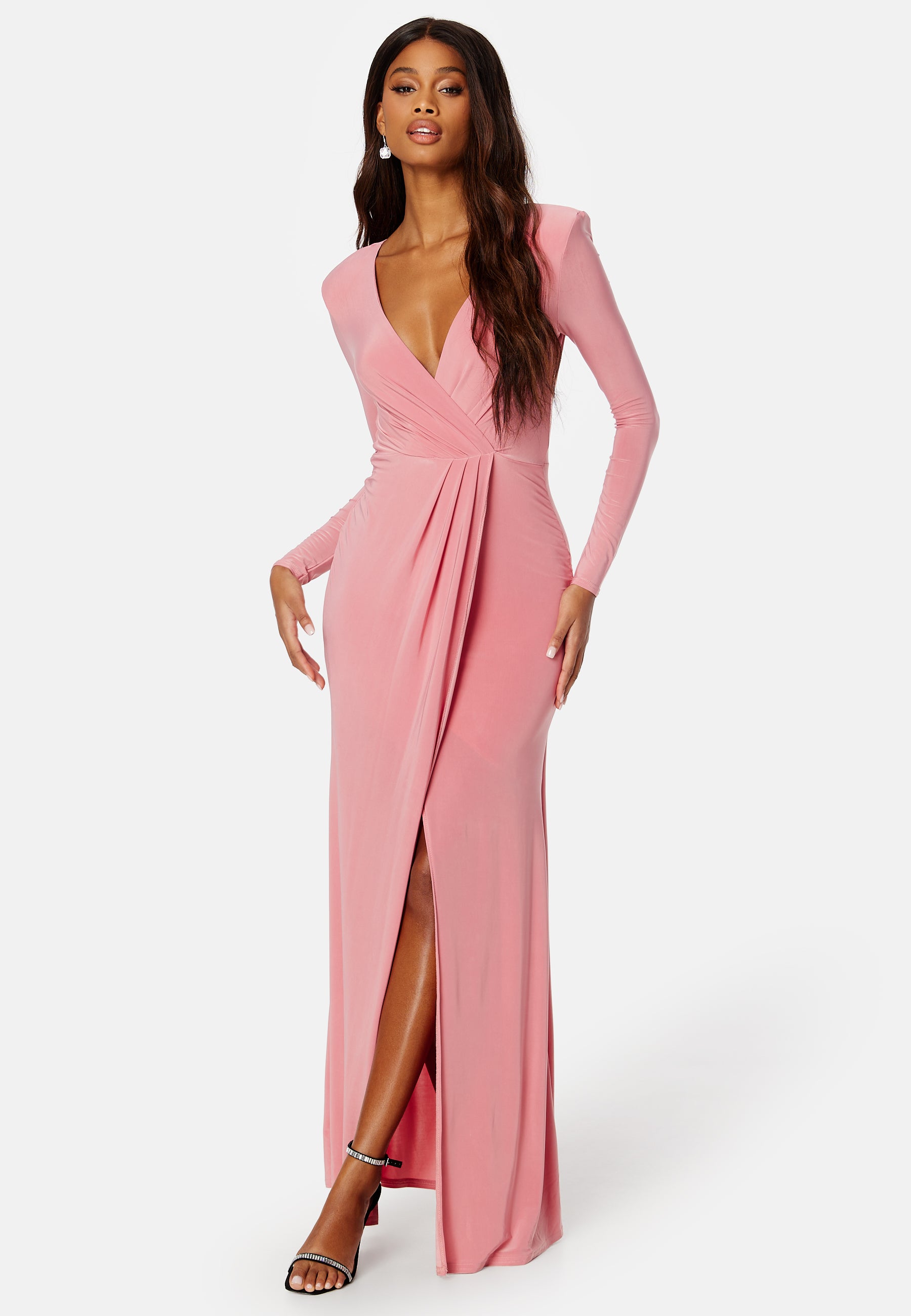 Goddiva Long Sleeve Maxi Dress Bridesmaid dresses Pink Goddiva Long Sleeve Maxi Dress Bridesmaid dresses Pink