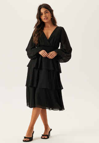 Long Sleeve Tiered Midi Dress