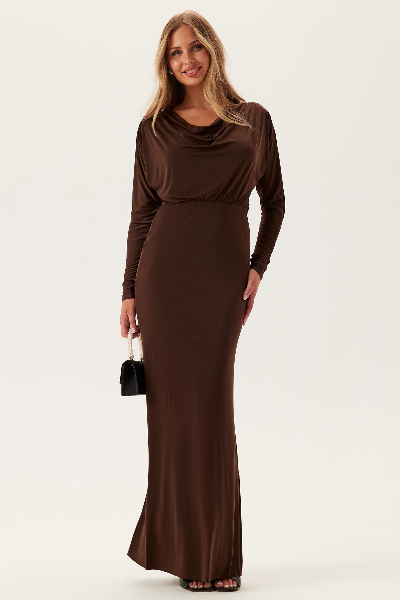 Goddiva – Multi Way Long Sleeve Maxi Dress – Dresses – Brown